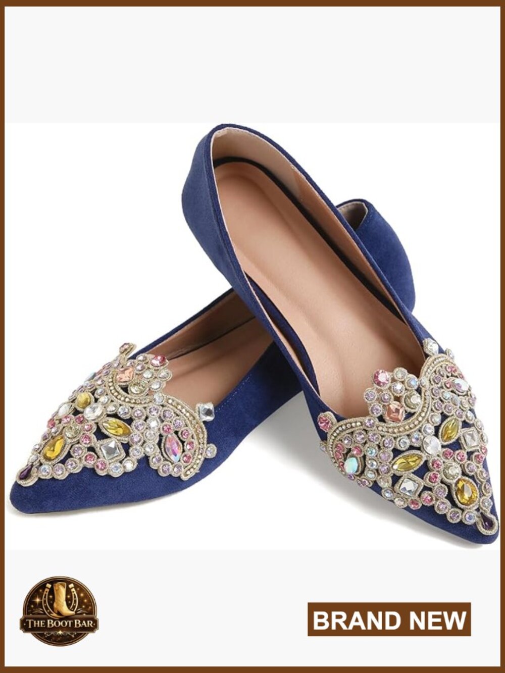 Rhinestone Pointed Flat Shoes Women Comfort Slip On Low Heel Wedding Ballet